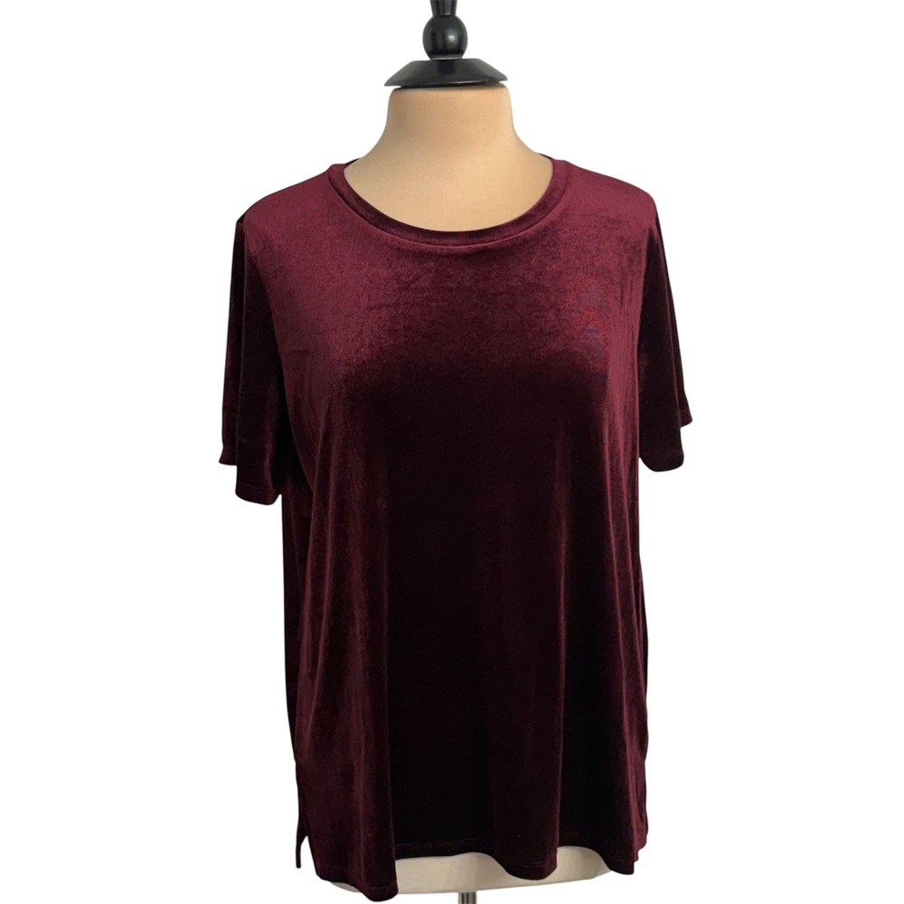 Old Navy Women's Short Sleeve Relaxed Velvet Crewneck T-Shirt